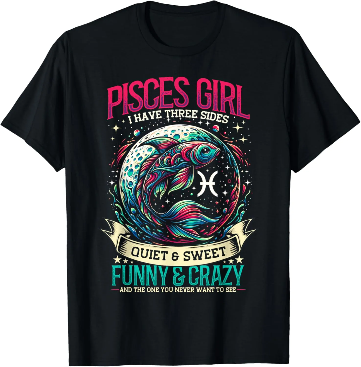 Pisces Zodiac Sign Moon Astrology Star Sign, Pisces Girl T-Shirt