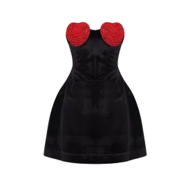 Pre Order:  Red Crystal Heart Mini Dress