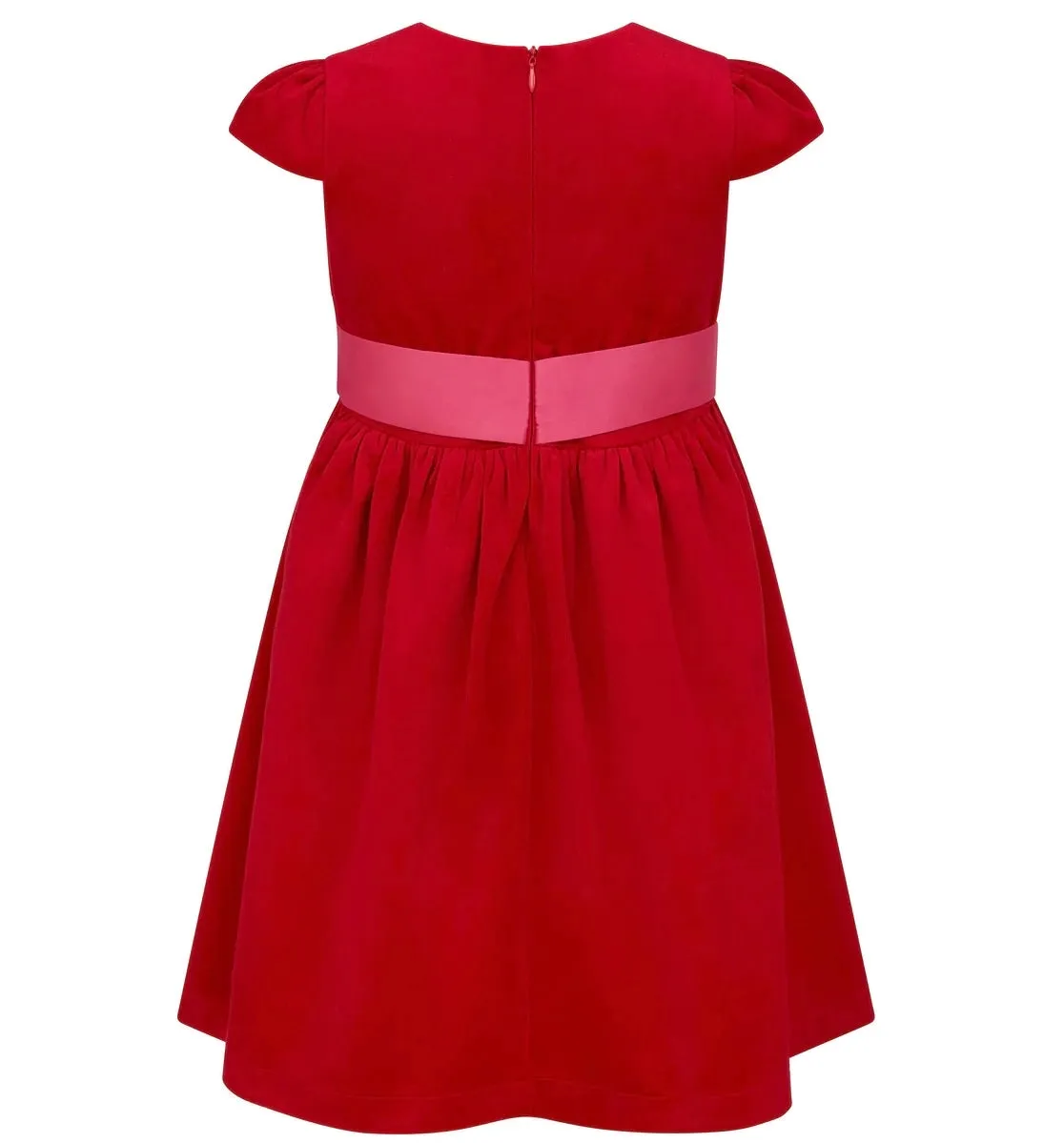 Red Velvet with Pink Sash Party Dress