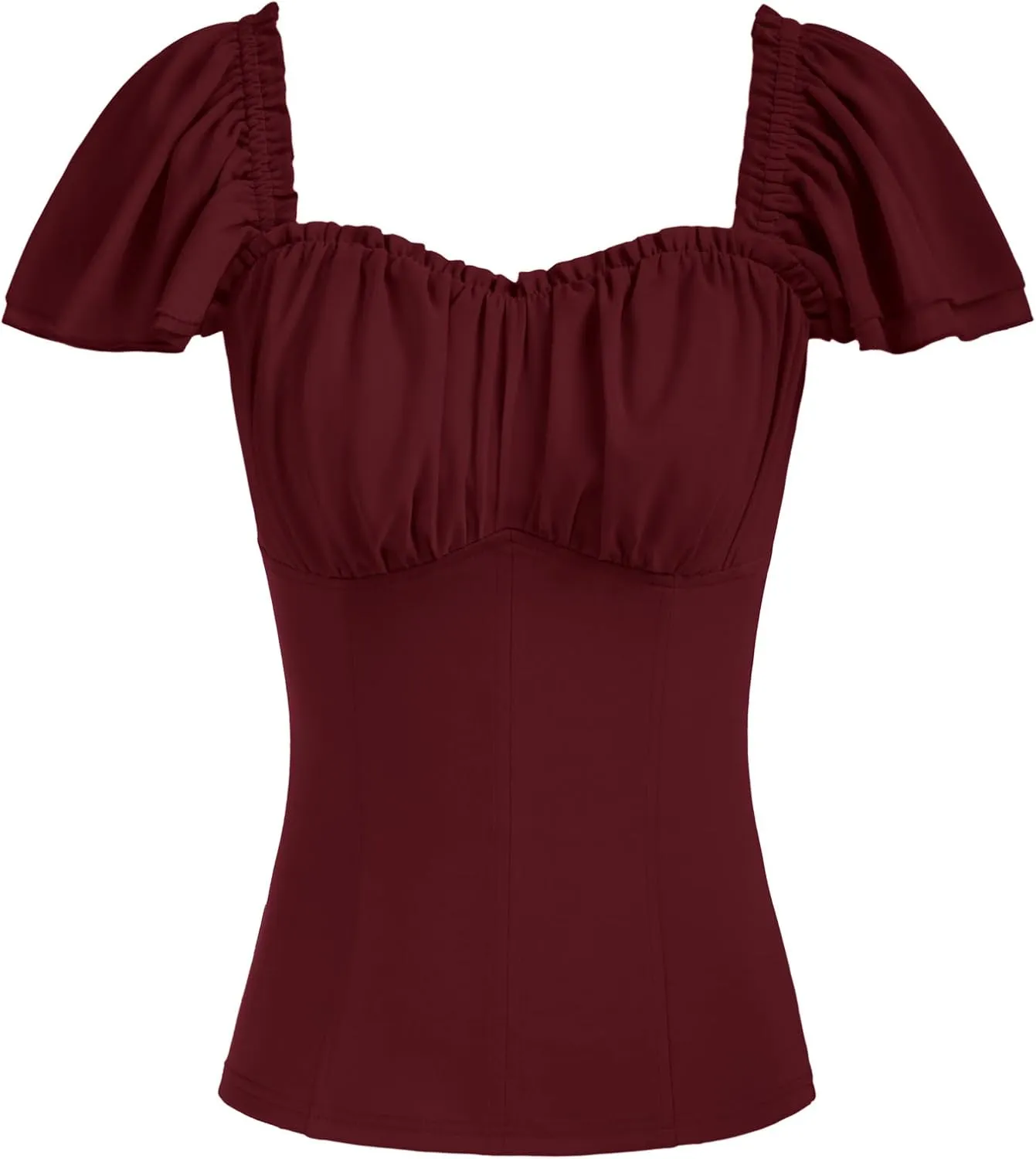 Scarlet Darkness Women Renaissance Shirt Off Shoulder Flutter Short Sleeve Top Summer Square Neck Peasant Blouse