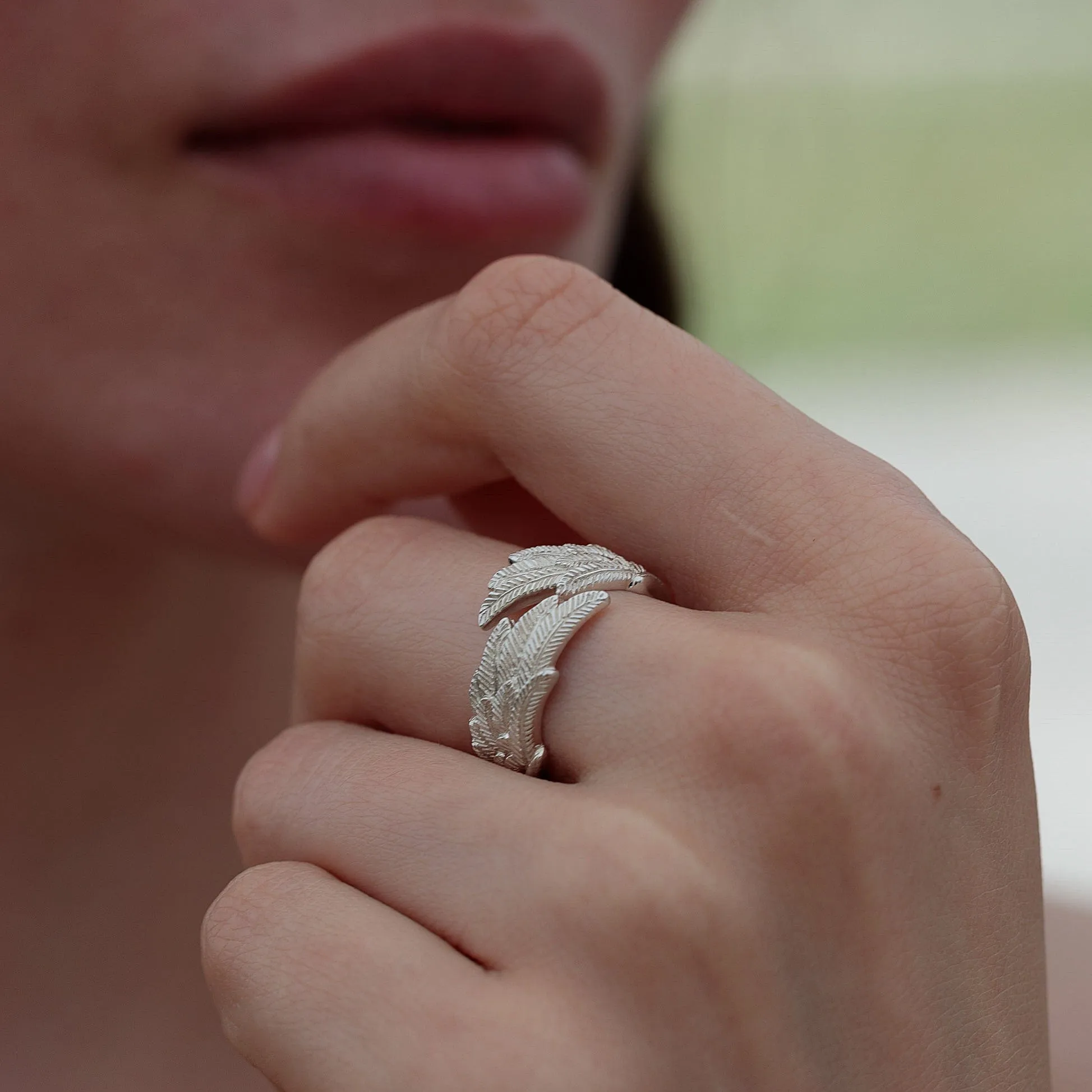 Silver Angel Wing Hug Ring