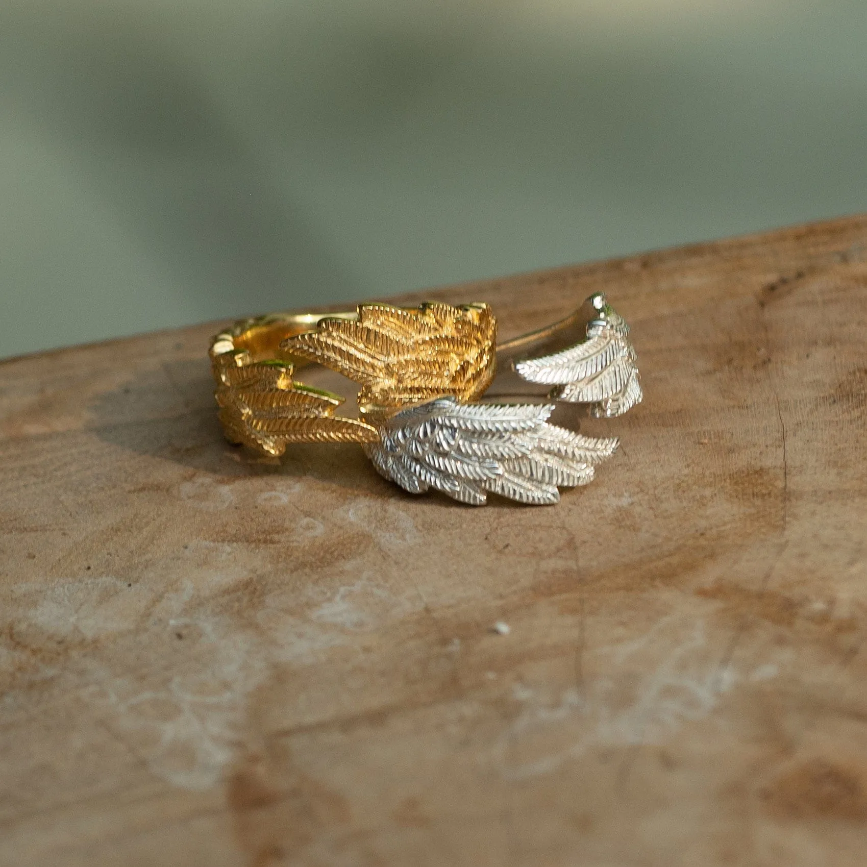 Silver Angel Wing Hug Ring