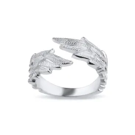 Silver Angel Wing Hug Ring