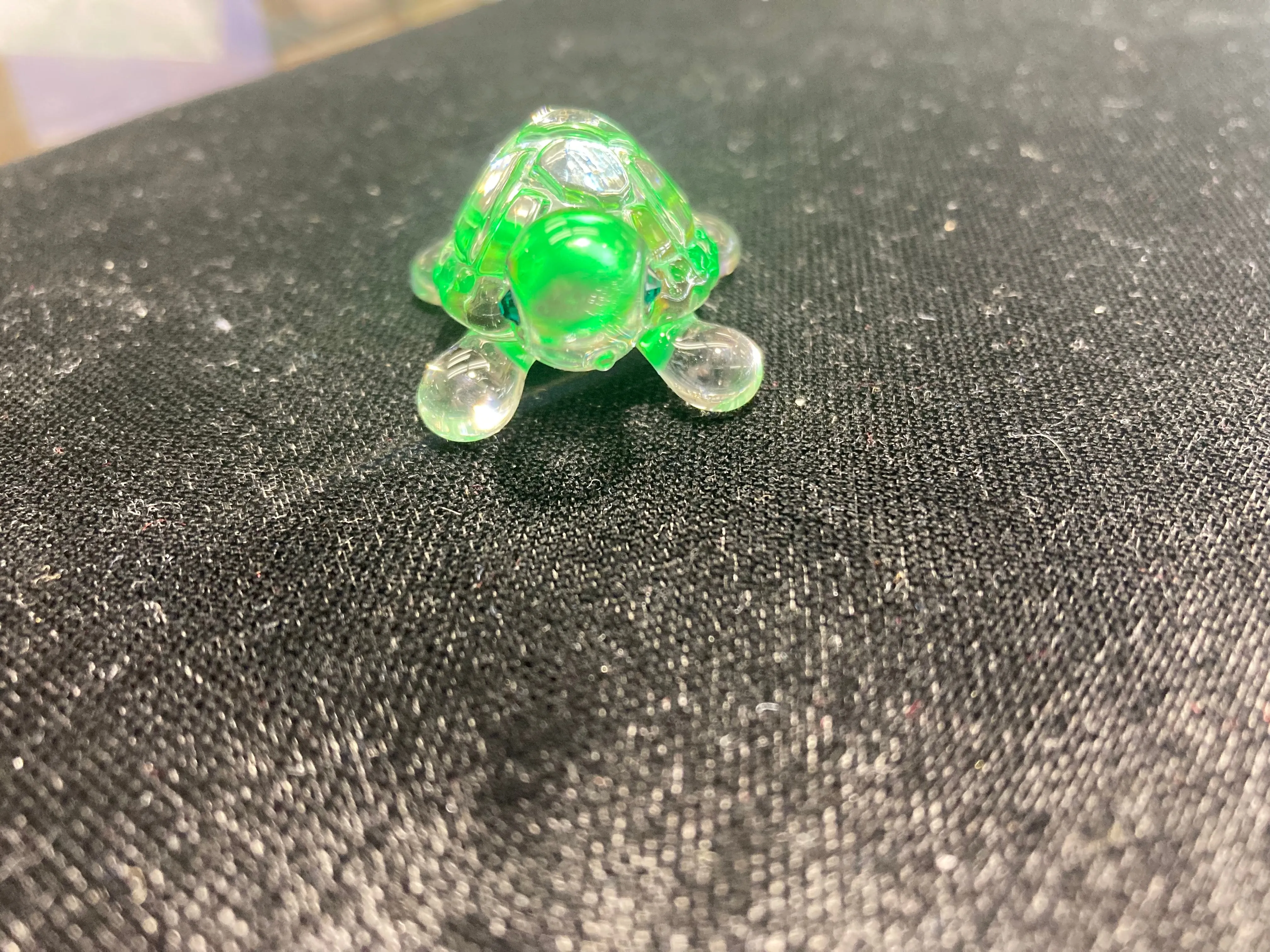 Small Green Turtle Glass Figurine