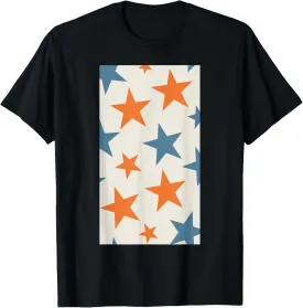 Star Pattern Geometric Abstract Art Colorful Stars T-Shirt