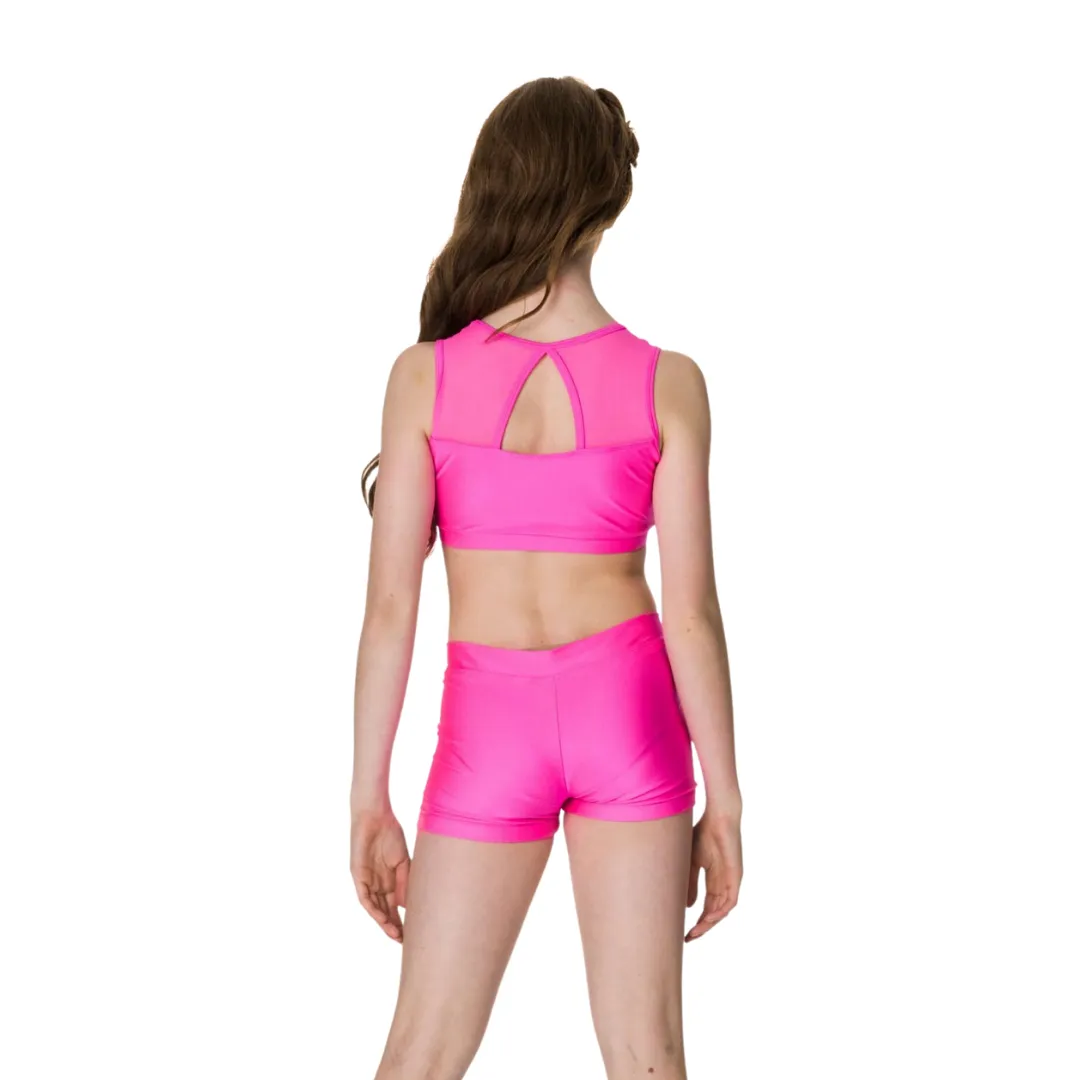 Hot Pink Mesh Crop Top for Children - Studio 7