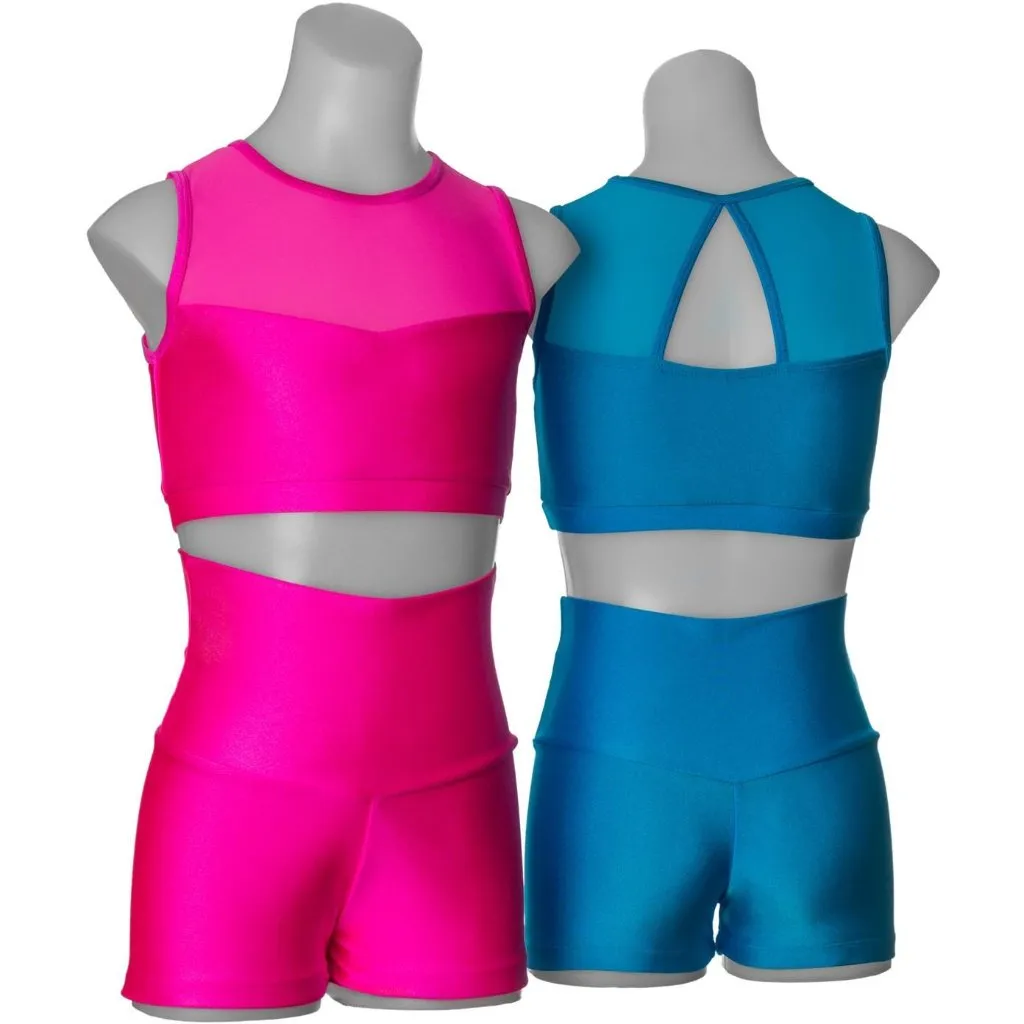 Hot Pink Mesh Crop Top for Children - Studio 7