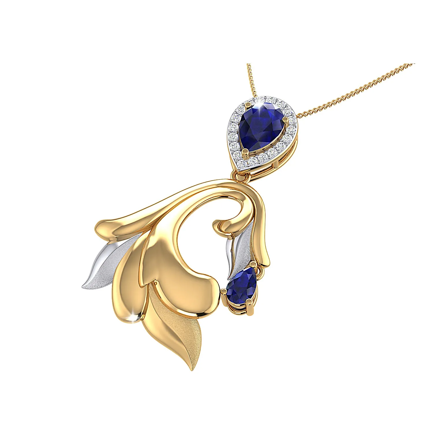 THE GLOWING SAPPHIRE PALM FROND PENDANT