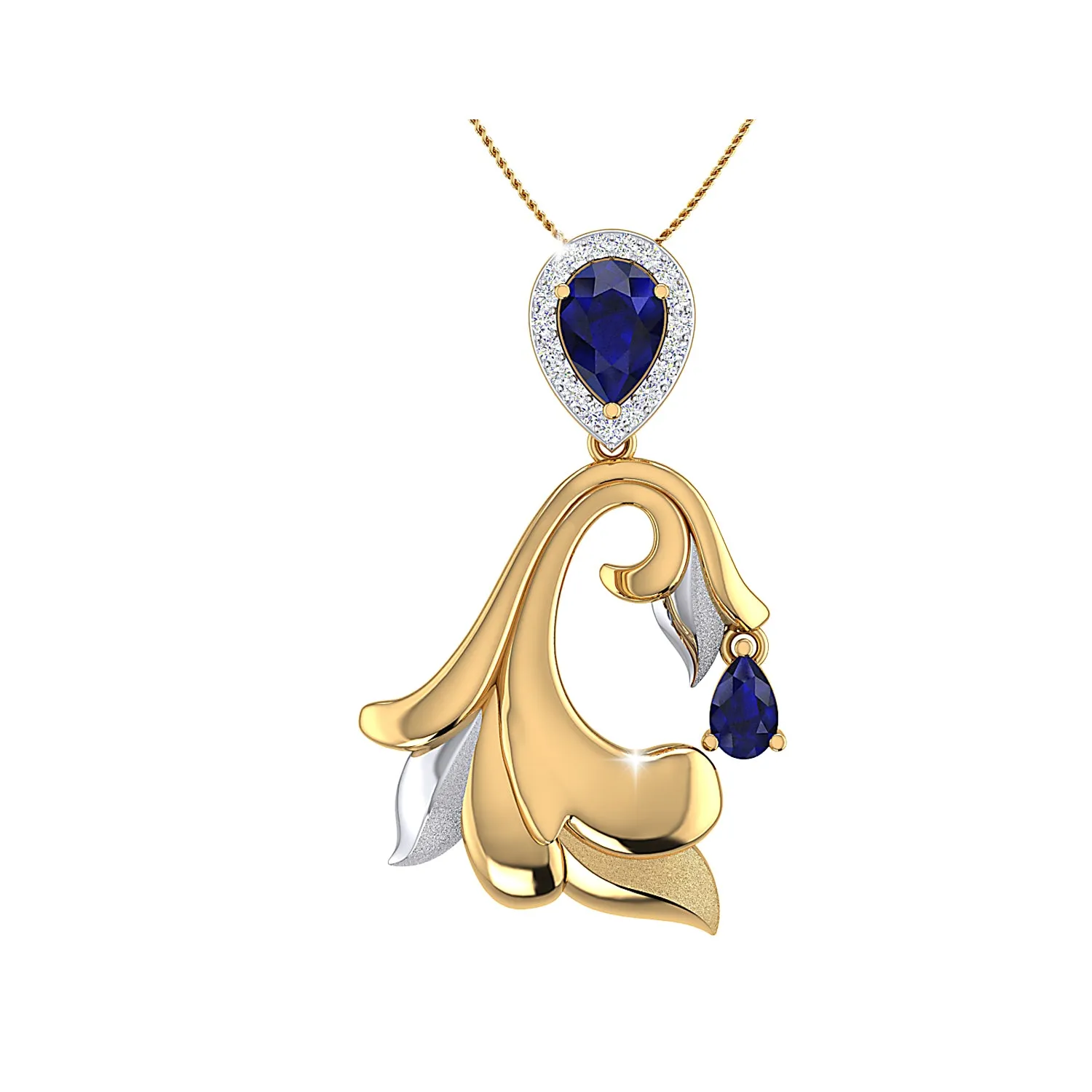 THE GLOWING SAPPHIRE PALM FROND PENDANT