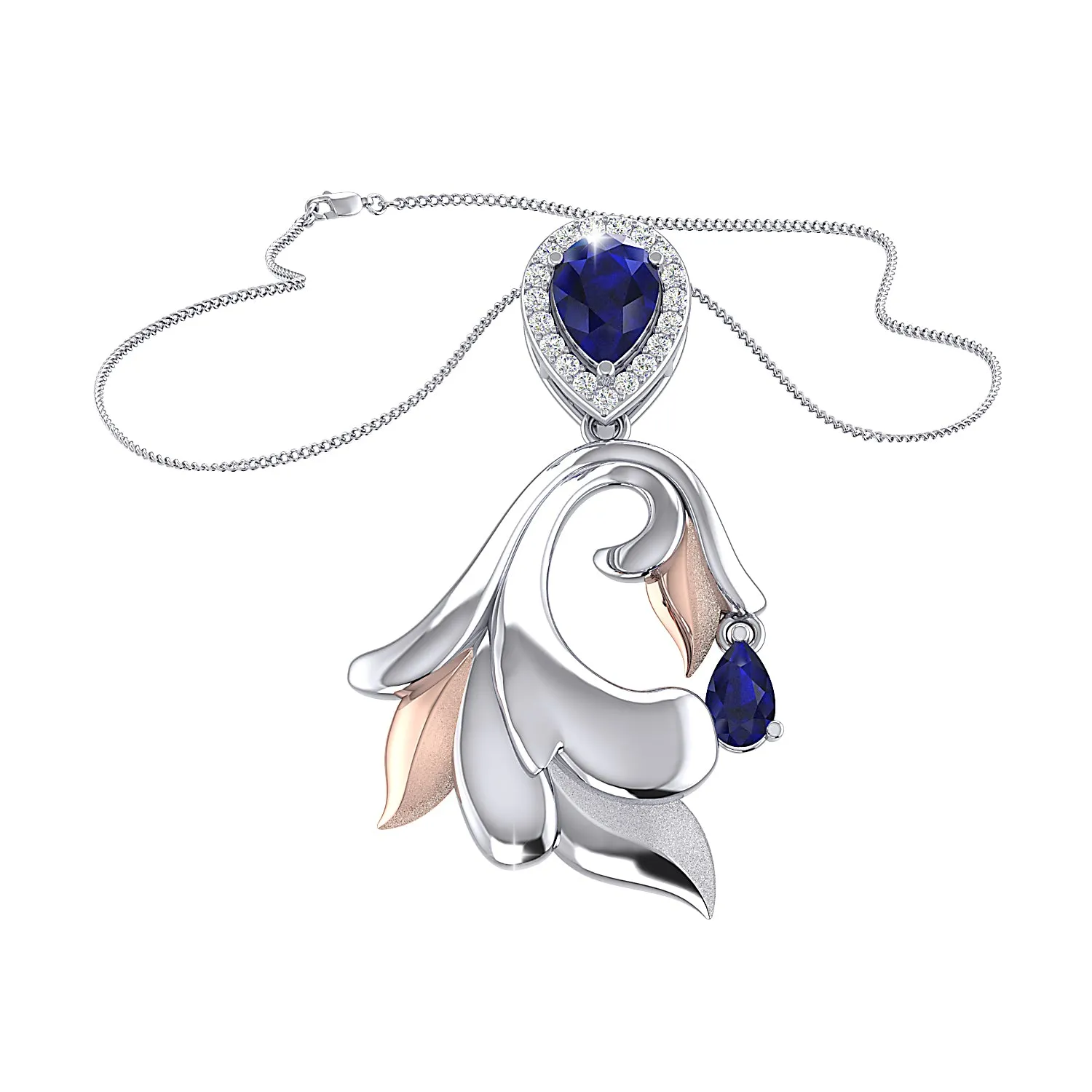 THE GLOWING SAPPHIRE PALM FROND PENDANT