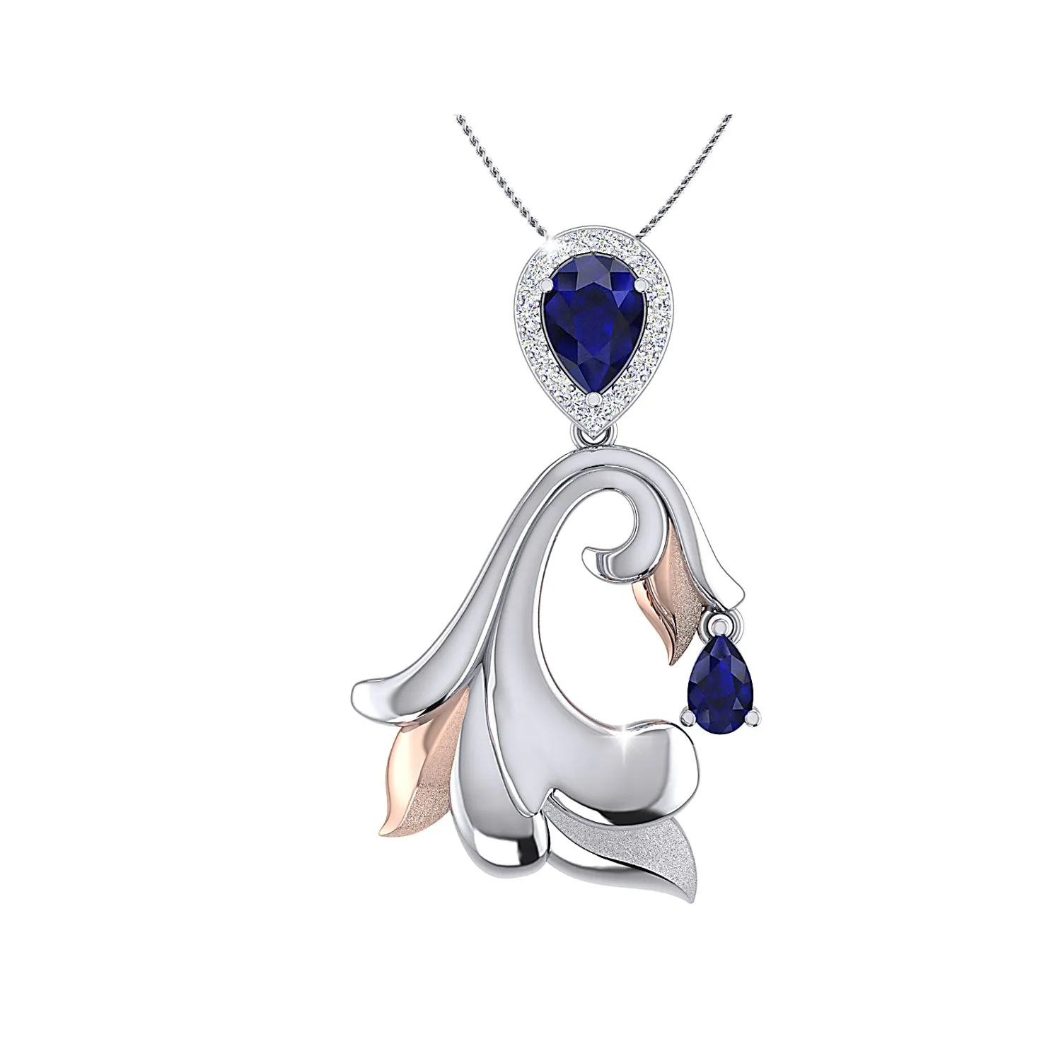 THE GLOWING SAPPHIRE PALM FROND PENDANT