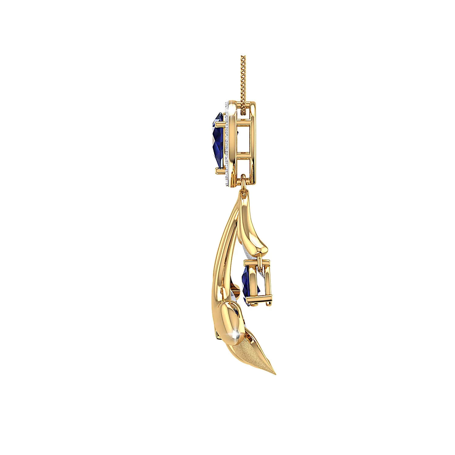 THE GLOWING SAPPHIRE PALM FROND PENDANT
