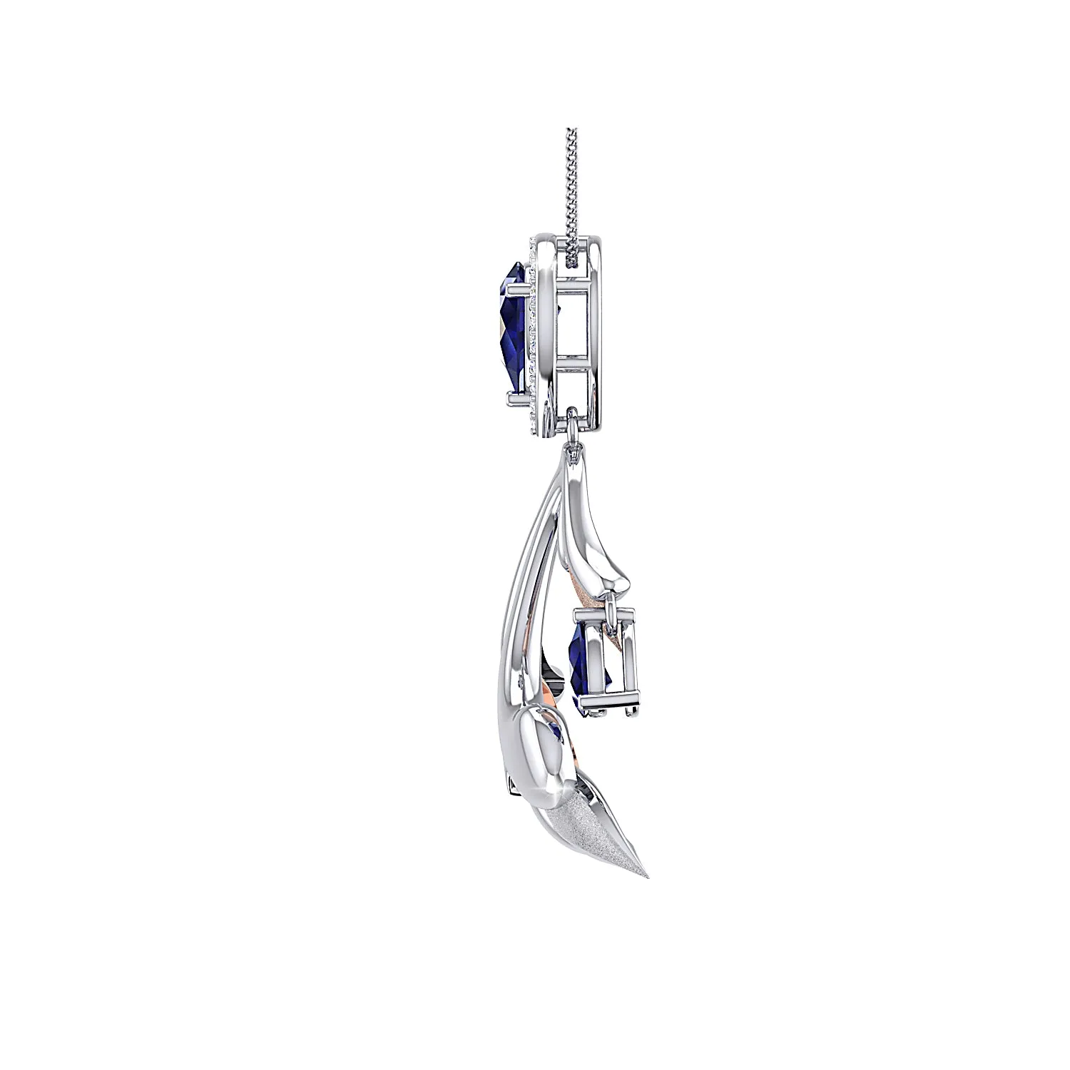 THE GLOWING SAPPHIRE PALM FROND PENDANT