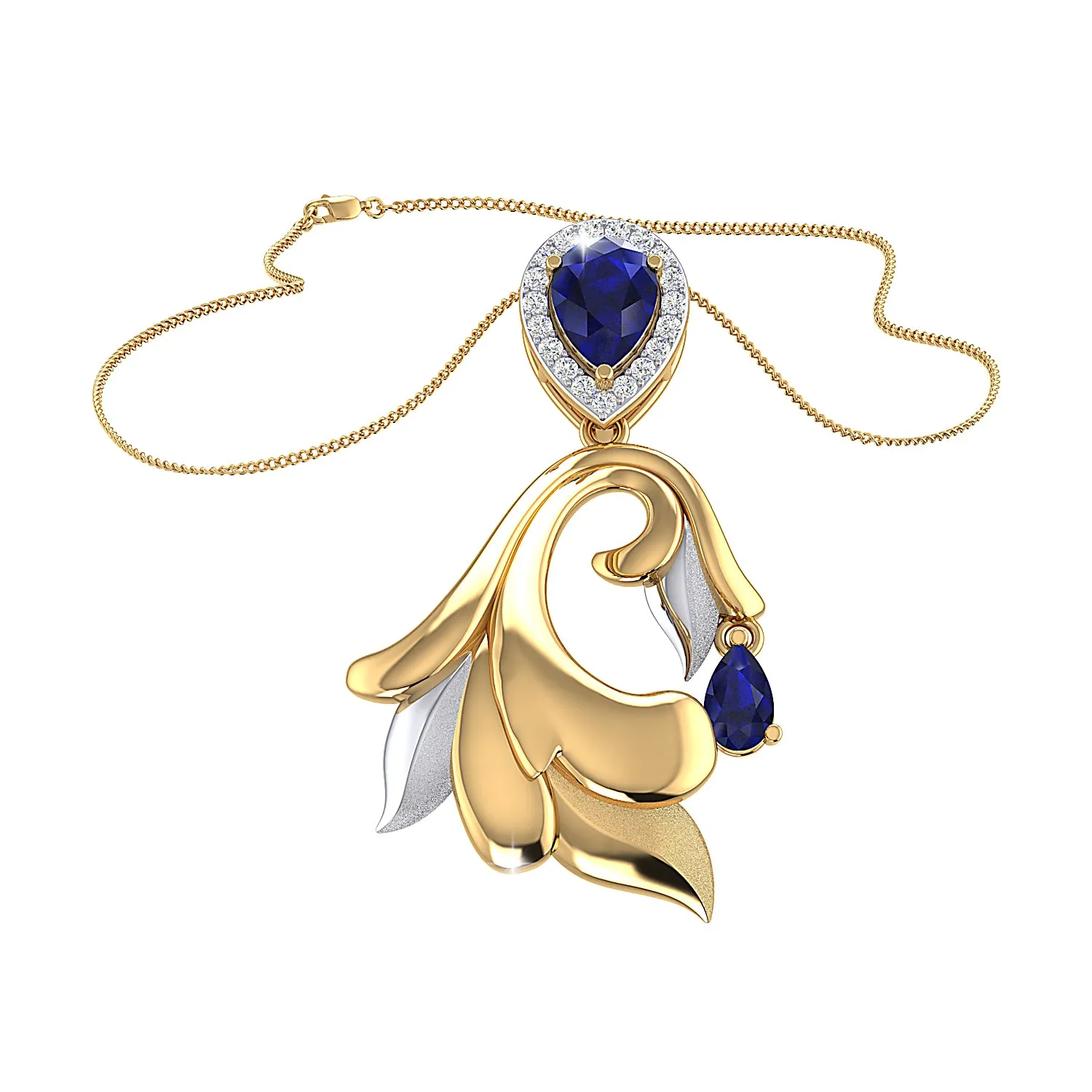 THE GLOWING SAPPHIRE PALM FROND PENDANT