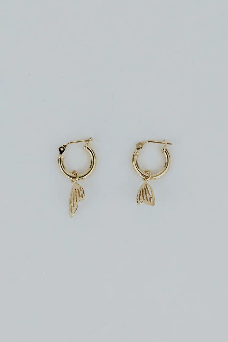 Tiny Wing Clasping Hoops