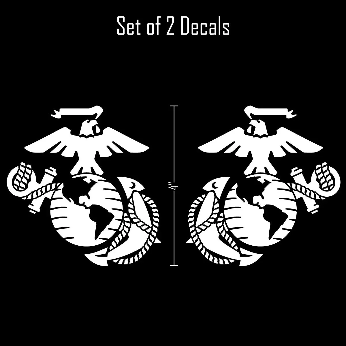 USA Decal - Marine | Marine Corps Eagle, Globe and Anchor White Decals