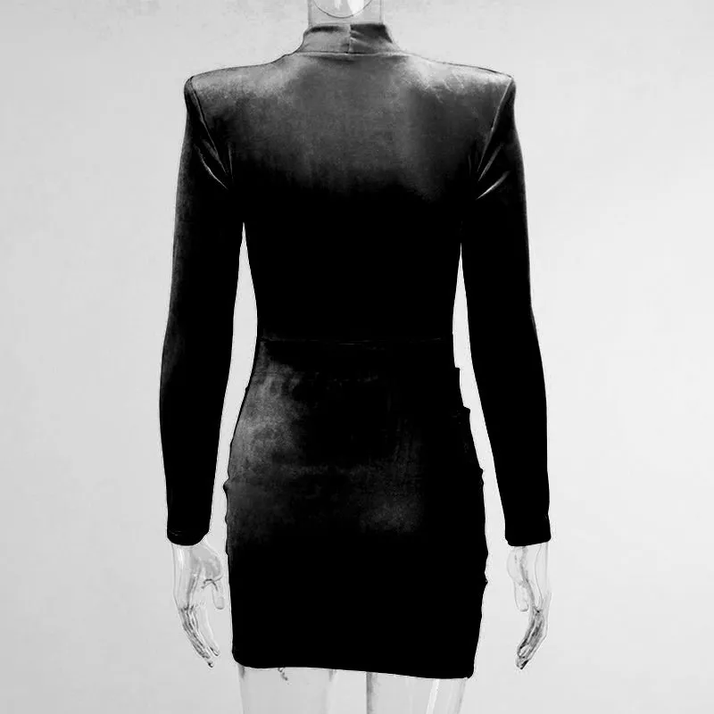 Velvet O Collar Square Neck Dress