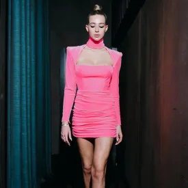 Velvet O Collar Square Neck Dress