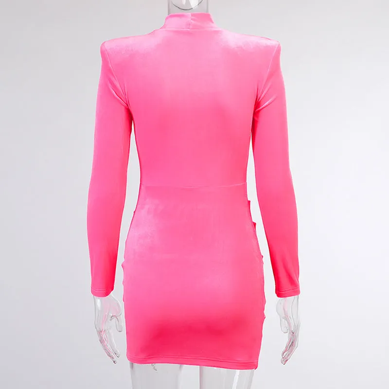 Velvet O Collar Square Neck Dress