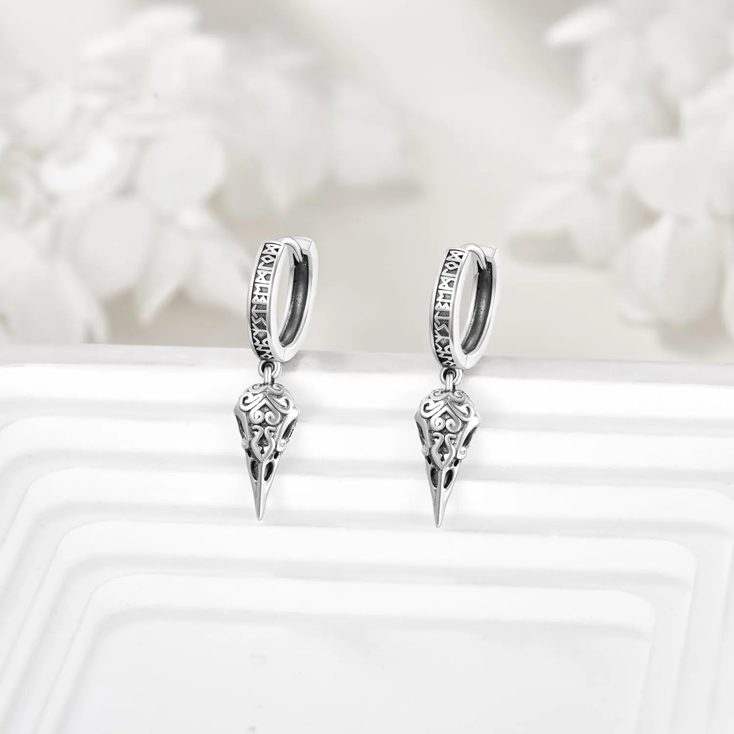 Viking Hoop Earrings S925 Sterling Silver Celtic Earrings Unisex Cool Jewelry For Women Men Christmas Gift