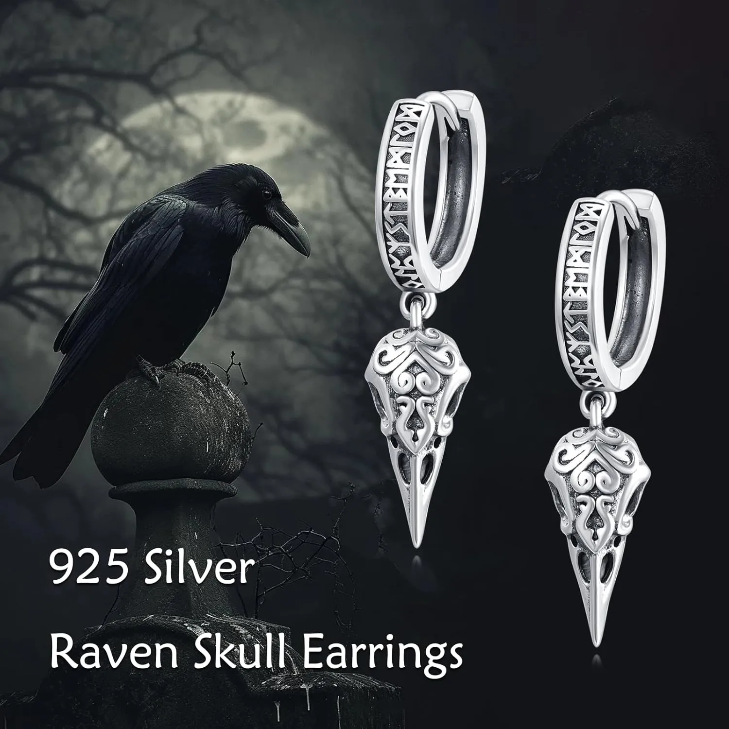 Viking Hoop Earrings S925 Sterling Silver Celtic Earrings Unisex Cool Jewelry For Women Men Christmas Gift