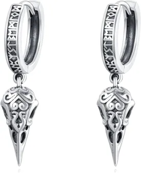 Viking Hoop Earrings S925 Sterling Silver Celtic Earrings Unisex Cool Jewelry For Women Men Christmas Gift