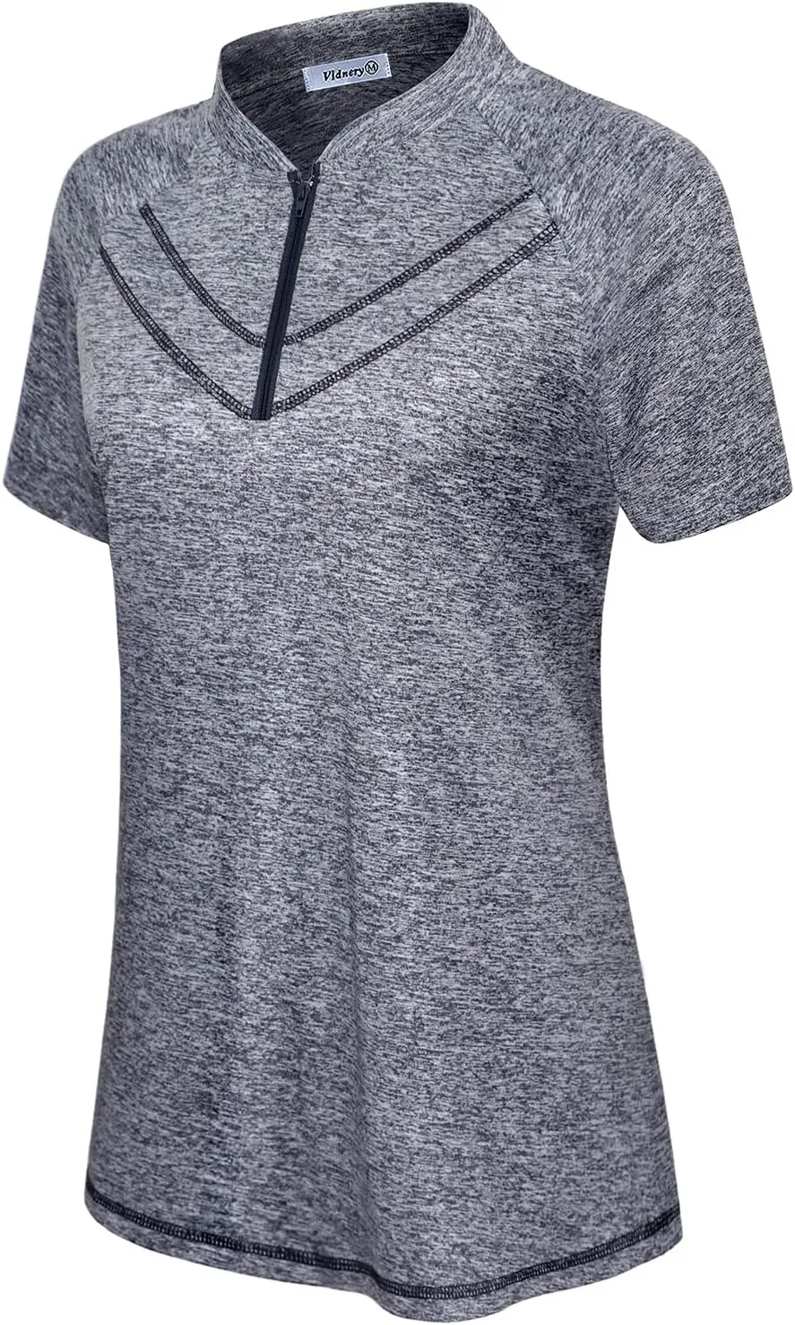 Vindery Women Quick-Dry Line Decor Front Yoga Workout Shirts Athletic Gym Loose Fit Tops