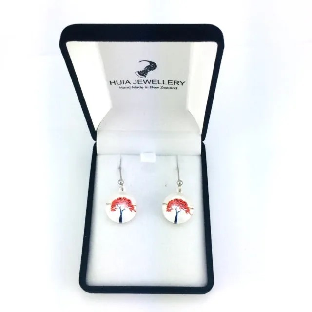 White New Zealand Pohutukawa Tree Earrings