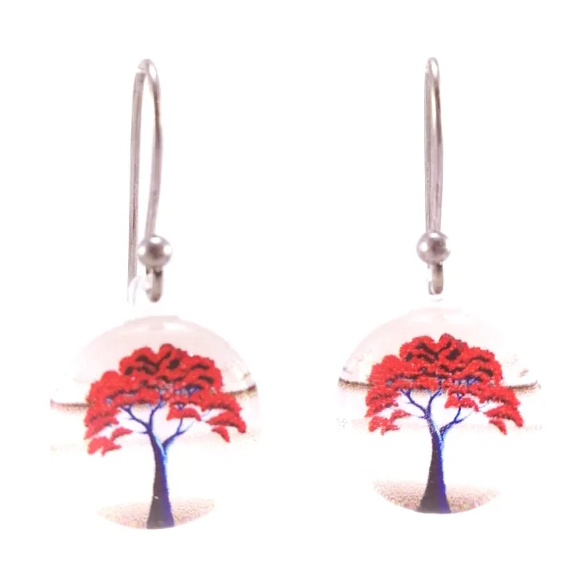 White New Zealand Pohutukawa Tree Earrings