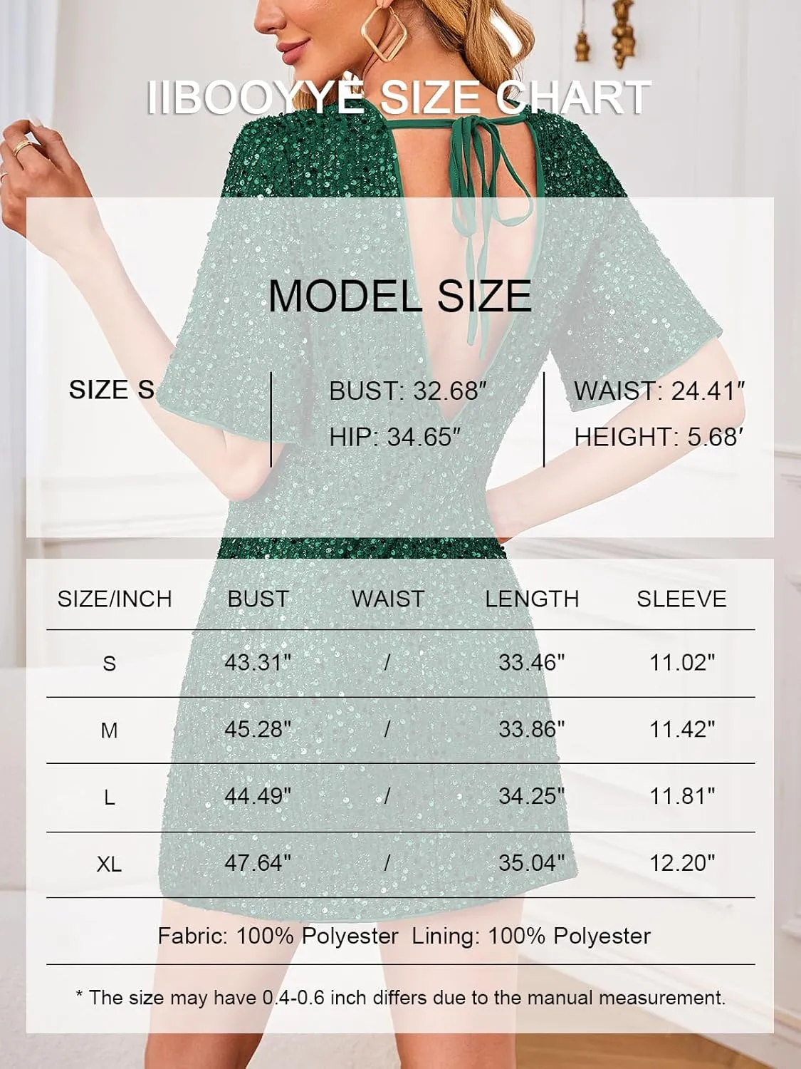 Women's Sequin Mini Club Party Dress Short Sleeve Crewneck Tie Backless Velvet Dresses