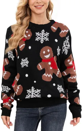 YIJIU Ugly Christmas Sweaters for Women Holiday Funny Novelty Reindeer Long Sleeve Knitted Pullover Sweater Top